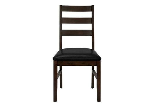 Monarch Specialties - Dining Chair, Set Of 2, 37in Height, Kitchen, Dining Room, Side, Upholstered, Brown Leather Look, Brown Solid Wood, Transitional - I 1332 veiw 2