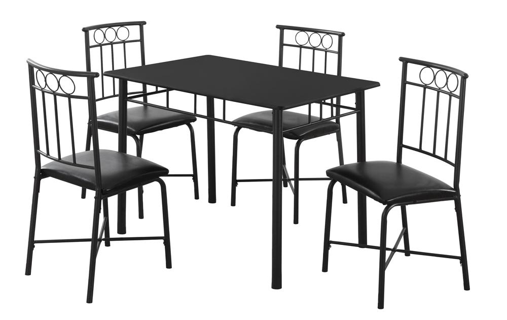Monarch Specialties - Dining Table Set, 5Pcs Set, Small, 40in Rectangular, Kitchen, Metal, Laminate, Black, Contemporary, Modern - I-1018 veiw 2