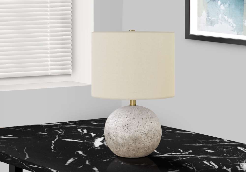 Monarch Specialties - Lighting, 20inH, Table Lamp, Grey Concrete, Ivory / Cream Shade, Contemporary - I 9717 veiw 5