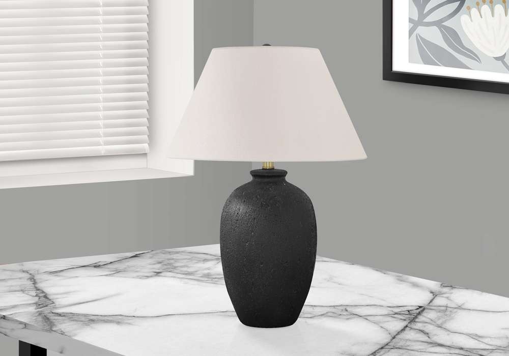 Monarch Specialties - Lighting, 24inH, Table Lamp, Black Ceramic, Ivory / Cream Shade, Modern - I 9721 veiw 5