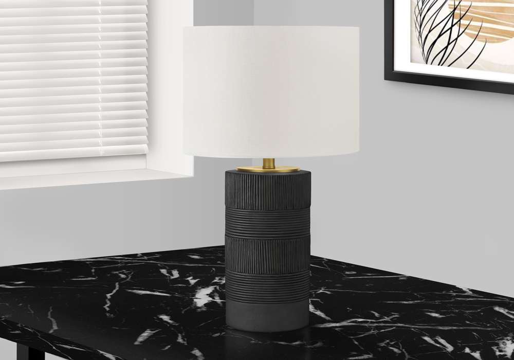Monarch Specialties - Lighting, 24inH, Table Lamp, Black Resin, Ivory / Cream Shade, Contemporary - I 9619 veiw 5