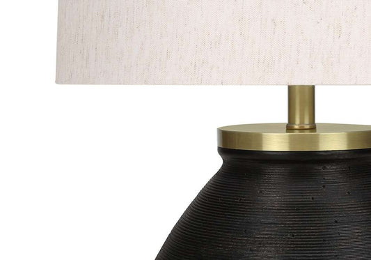 Monarch Specialties - Lighting, 25inH, Table Lamp, Black Concrete, Ivory / Cream Shade, Contemporary, Modern - I 9715 veiw 3