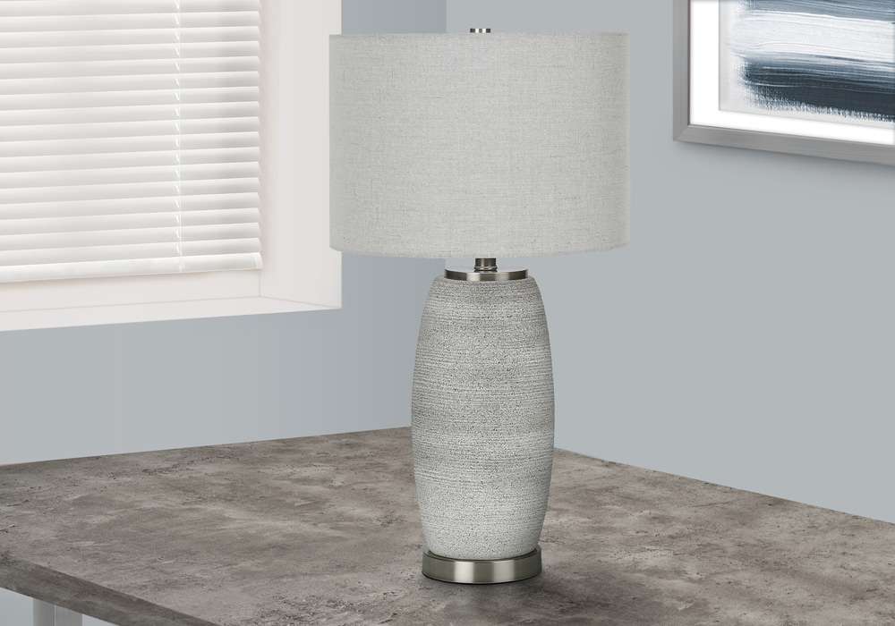 Monarch Specialties - Lighting, 25inH, Table Lamp, Grey Ceramic, Grey Shade, Modern - I 9711 veiw 5