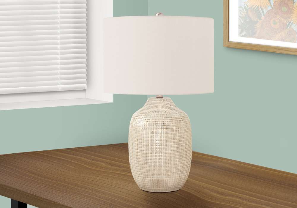 Monarch Specialties - Lighting, 26inH, Table Lamp, Cream Ceramic, Ivory / Cream Shade, Contemporary - I 9704 veiw 5