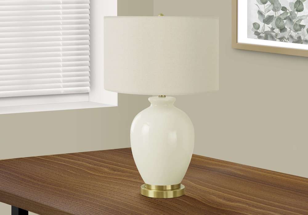 Monarch Specialties - Lighting, 26inH, Table Lamp, Ivory / Cream Shade, Cream Ceramic, Transitional - I 9625 veiw 5