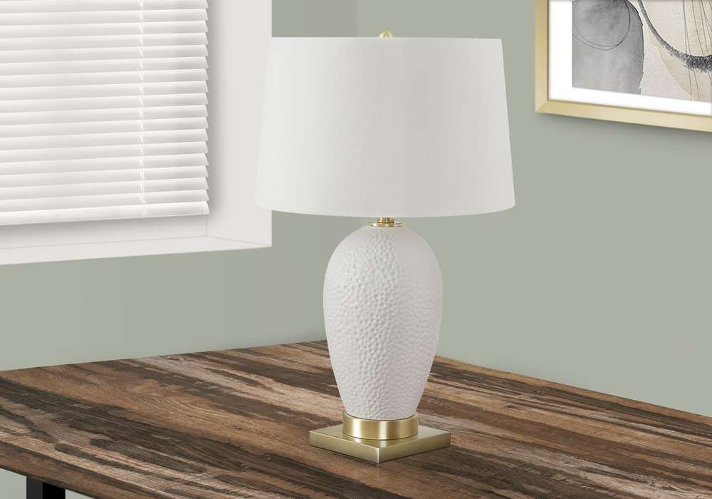 Monarch Specialties - Lighting, 26inH, Table Lamp, White Ceramic, Ivory / Cream Shade, Transitional - I 9610 veiw 5