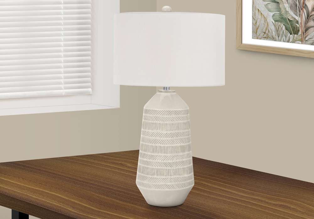 Monarch Specialties - Lighting, 33inH, Table Lamp, Ivory / Cream Shade, Cream Ceramic, Contemporary - I 9613 veiw 5