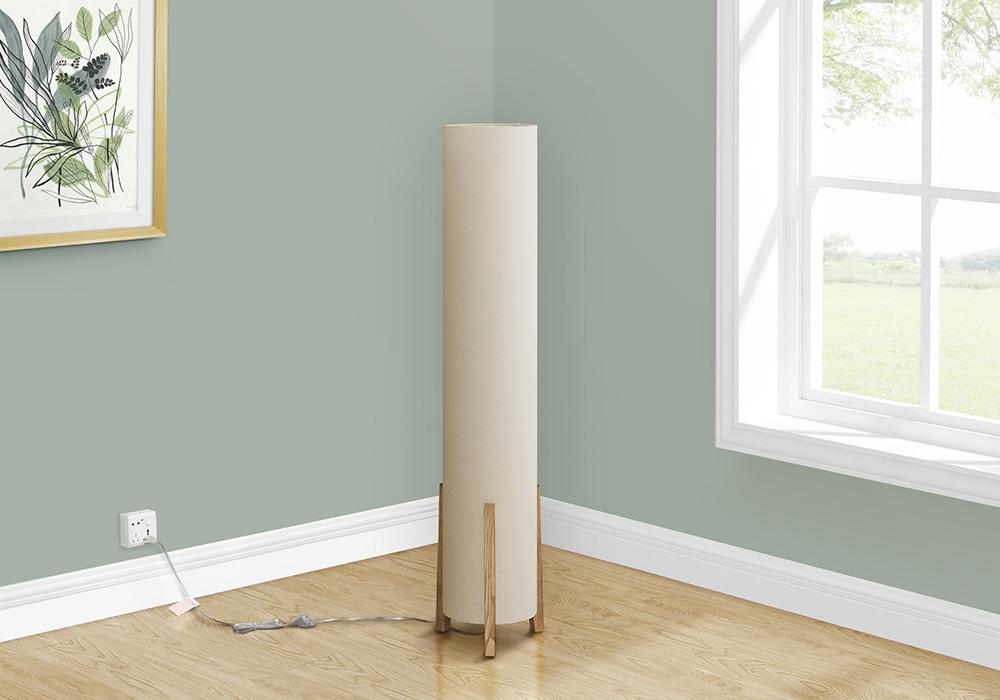 Monarch Specialties - Lighting, 50inH, Floor Lamp, Brown Wood Look, Ivory / Cream Shade, Contemporary - I 9755 veiw 1