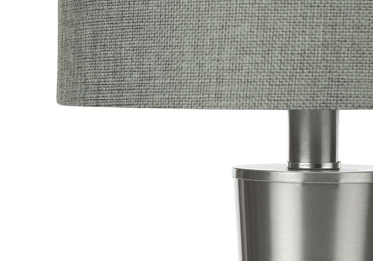 Monarch Specialties - Lighting, Set Of 2, 24inH, Table Lamp, Usb Port Included, Nickel Metal, Grey Shade, Contemporary - I 9642 veiw 2