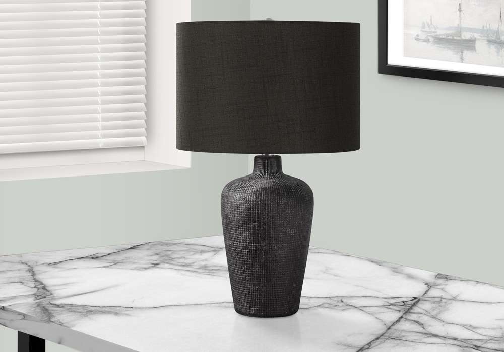 Monarch Specialties - Lighting, Table Lamp, 24inH, Black Ceramic, Black Shade, Contemporary - I 9621 veiw 5