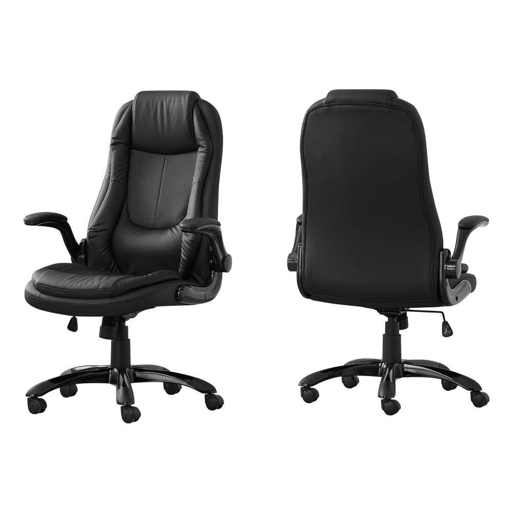 Monarch Specialties - Office Chair, Adjustable Height, Swivel, Ergonomic, Armrests, Computer Desk, Work, Metal, Pu Leather Look, Black, Contemporary, Modern - I-7277 veiw 1