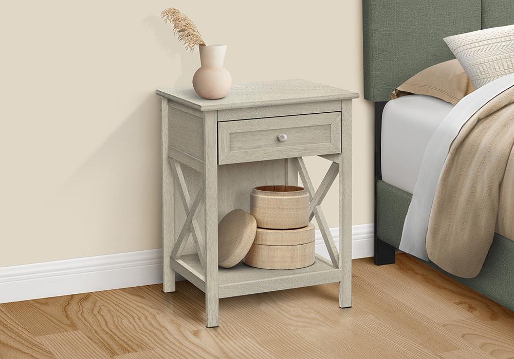 Monarch Specialties - End, Side Table, Antique White Veneer, Transitional - I 3984 veiw 4