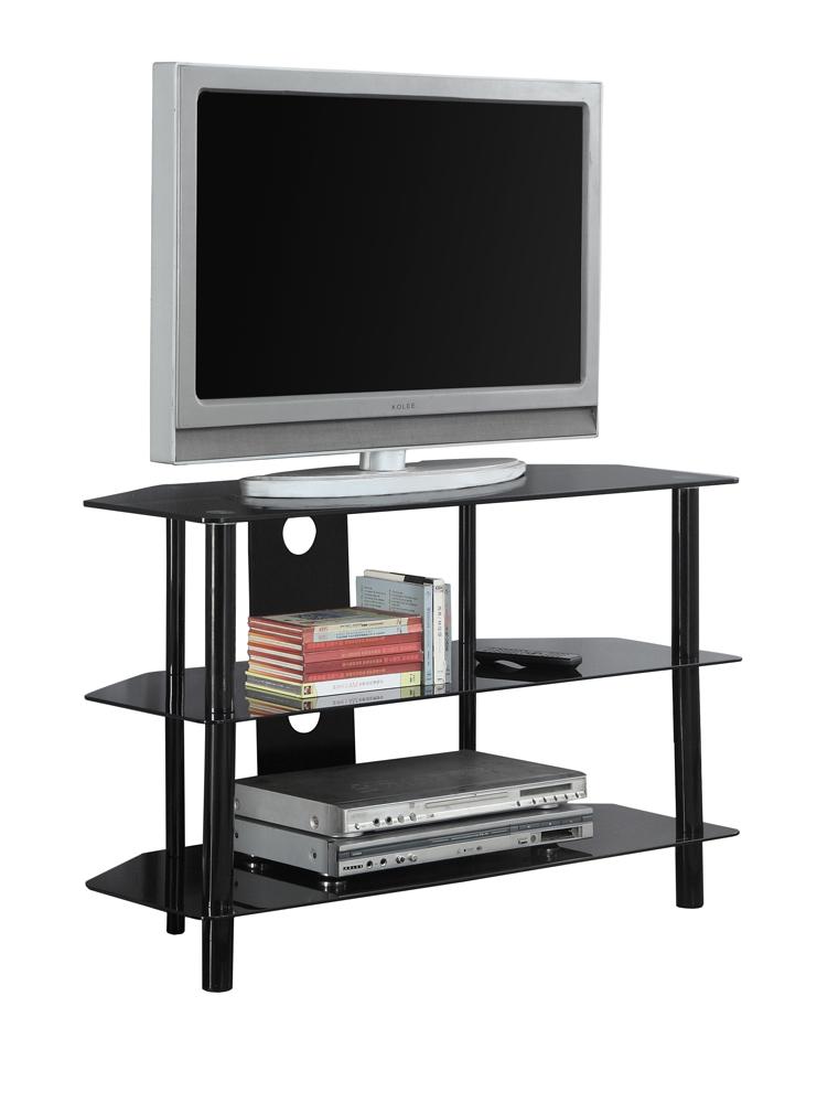 Monarch Specialties - Tv Stand, 36 Inch, Console, Media Entertainment Center, Storage Shelves, Living Room, Bedroom, Tempered Glass, Metal, Black, Clear, Contemporary, Modern - I-2506 veiw 2
