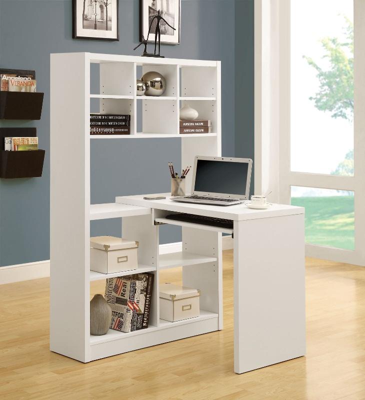 Monarch Specialties - Computer Desk, Home Office, Bookcase, Corner, Storage Shelves, Left, Right Set-Up, L Shape, Work, Laptop, Laminate, White, Contemporary, Modern - I-7022 veiw 1