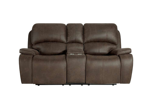 New Classic Furniture - Brookings Dual Recliner Console Loveseat With Power Headrest And Footrest-Brown - U093-25P2-BRN veiw 2