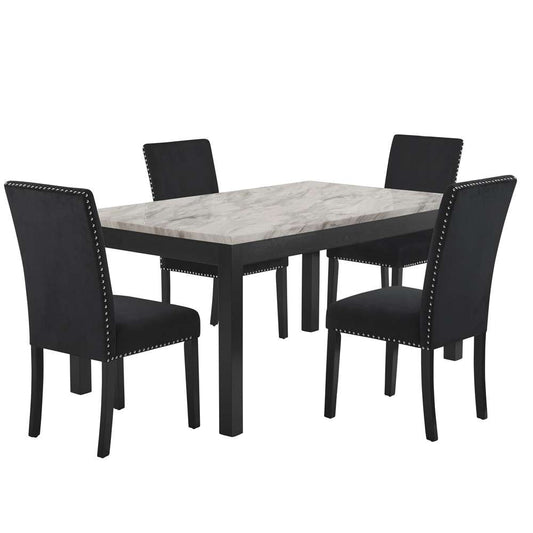 New Classic Furniture - Celeste 64in Dining Table-Espresso/Faux Marble - D400-10 veiw 2