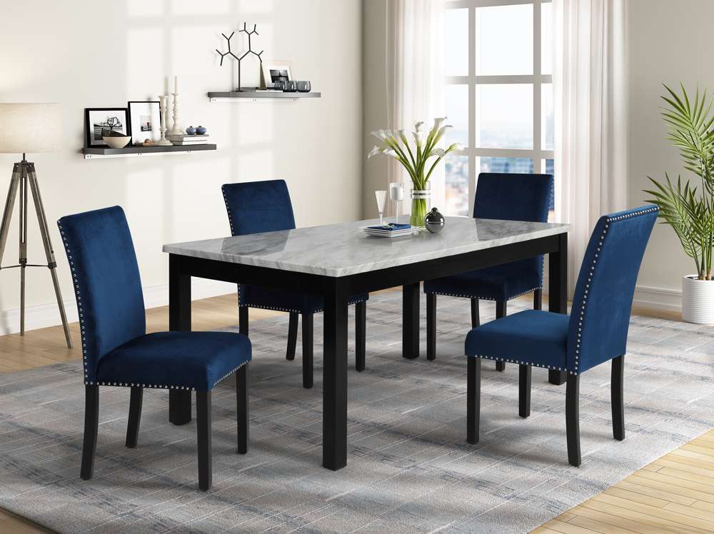 New Classic Furniture - Celeste 64in Dining Table-Espresso/Faux Marble - D400-10 veiw 11