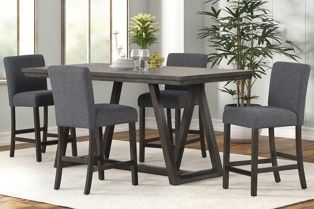 New Classic Furniture - High Line Counter Table And 4 Gray Chairs - 45-4125-DG4C view 1