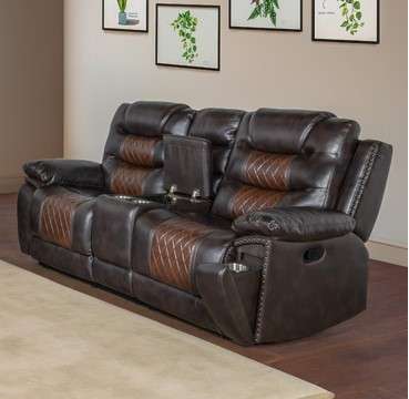 New Classic Furniture - Nikko Sofa W/Dual Recliner-Brown - U7005-30-BRN veiw 2