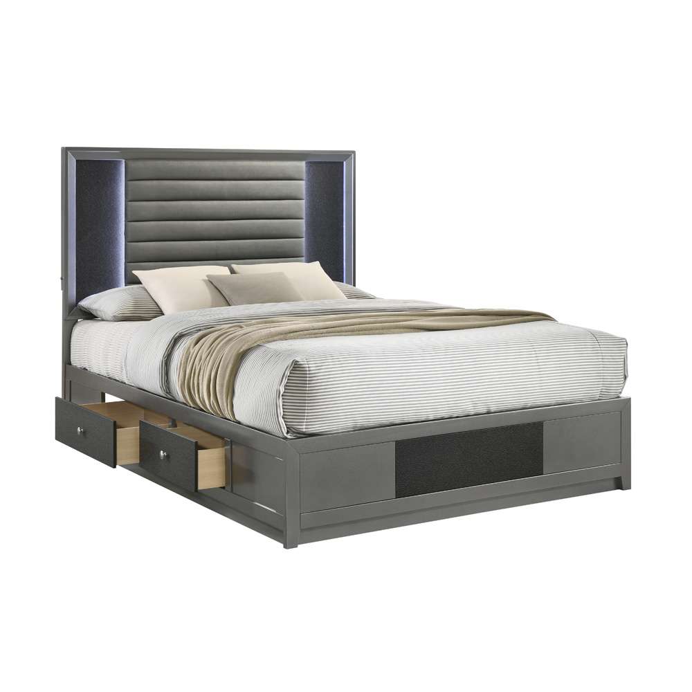 New Classic Furniture - Nocturne 50in Queen Platform Bed-Slate Gray - 00-1684-300 veiw 6