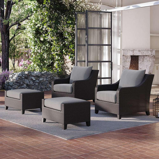 New Classic Furniture - Skye Outdoor Patio Chair And Ottoman 4 Pc Set-2 Chairs, 2 Ottoman-Gray - 60-807G-4CP veiw 2