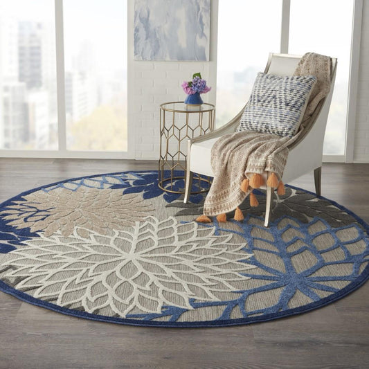Nourison - Aloha 710in x Round Blue Patio Area Rug - ALH05-99446739919 veiw 2