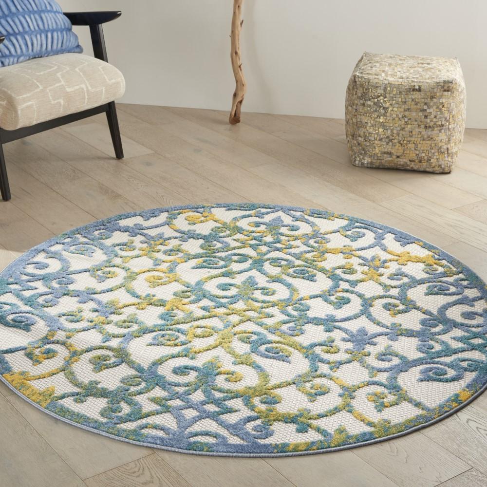 Nourison - Aloha Area Rug - 53in x round Ivory Blue - ALH21-99446828095 veiw 2
