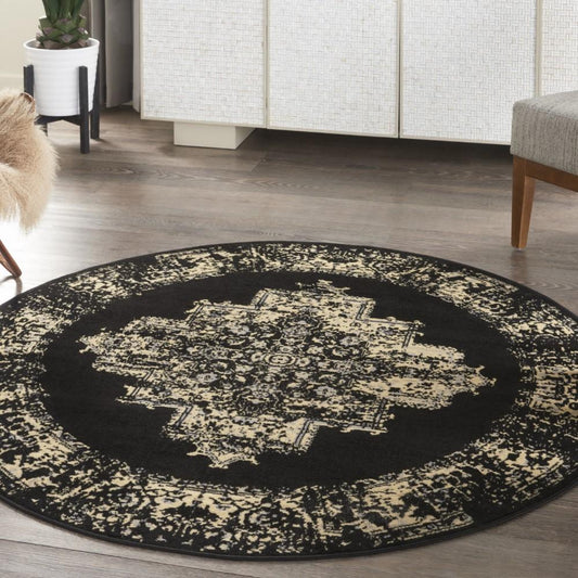 Nourison - Grafix Area Rug - 53in x ROUND Black - GRF14-99446809735 veiw 2