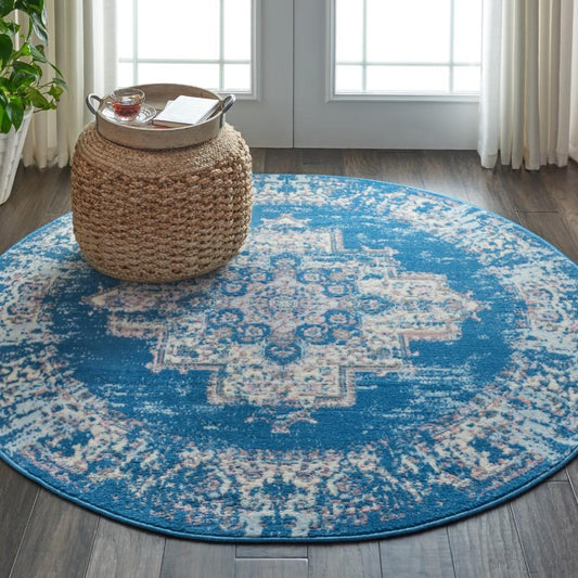 Nourison - Grafix GRF14 Blue 53in x Round Persian Area Rug - GRF14-99446481566 view 2