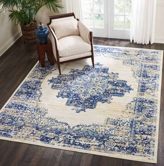 Nourison - Grafix GRF14 White and Blue 710in x 910in Large Rug - GRF14-99446411754 view 2