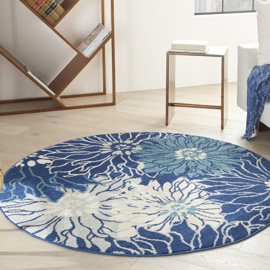 Nourison - Passion Area Rug - 53in x ROUND Navy/Ivory - PSN17-99446817662 veiw 2