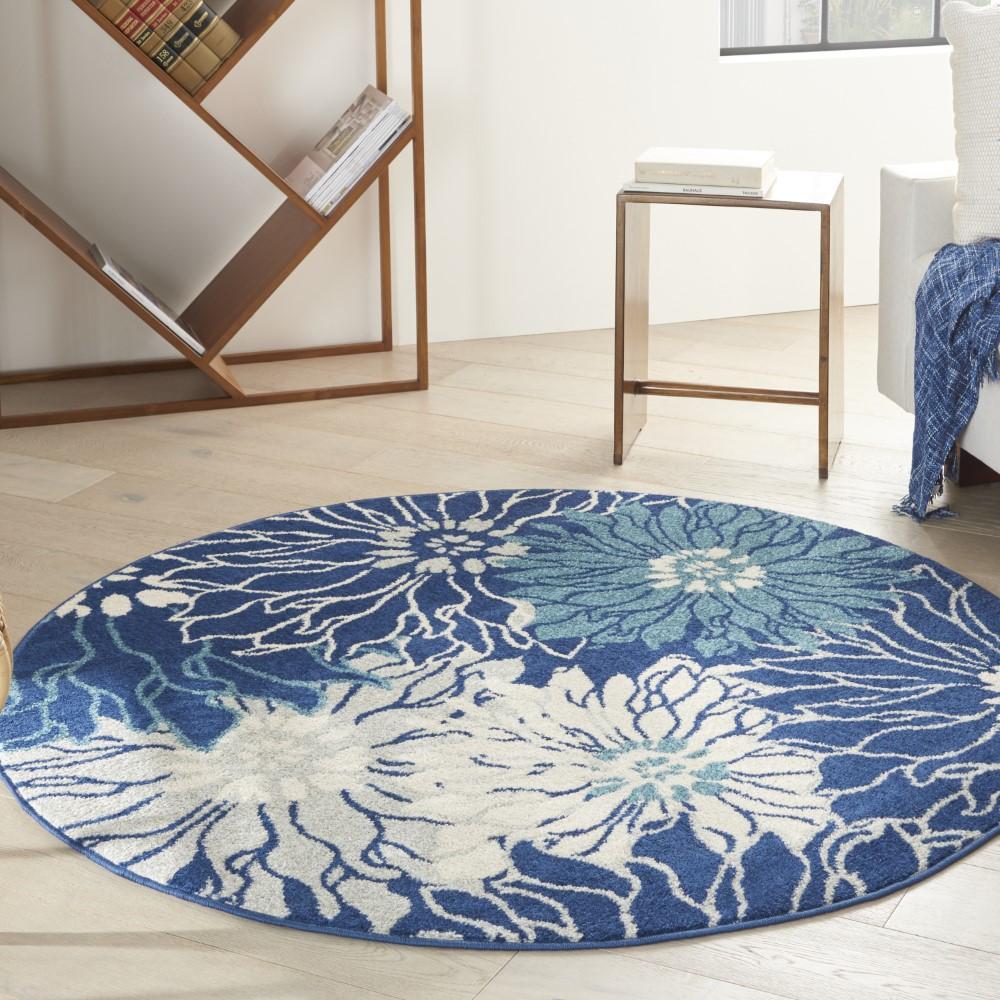 Nourison - Passion Area Rug - 53in x ROUND Navy/Ivory - PSN17-99446817662 veiw 2