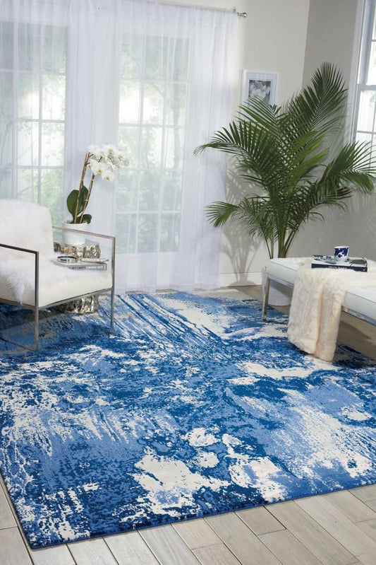 Nourison - Twilight TWI24 Blue and White 12x15 Oversized Rug - TWI24-99446357267_CLOSEOUT veiw 2