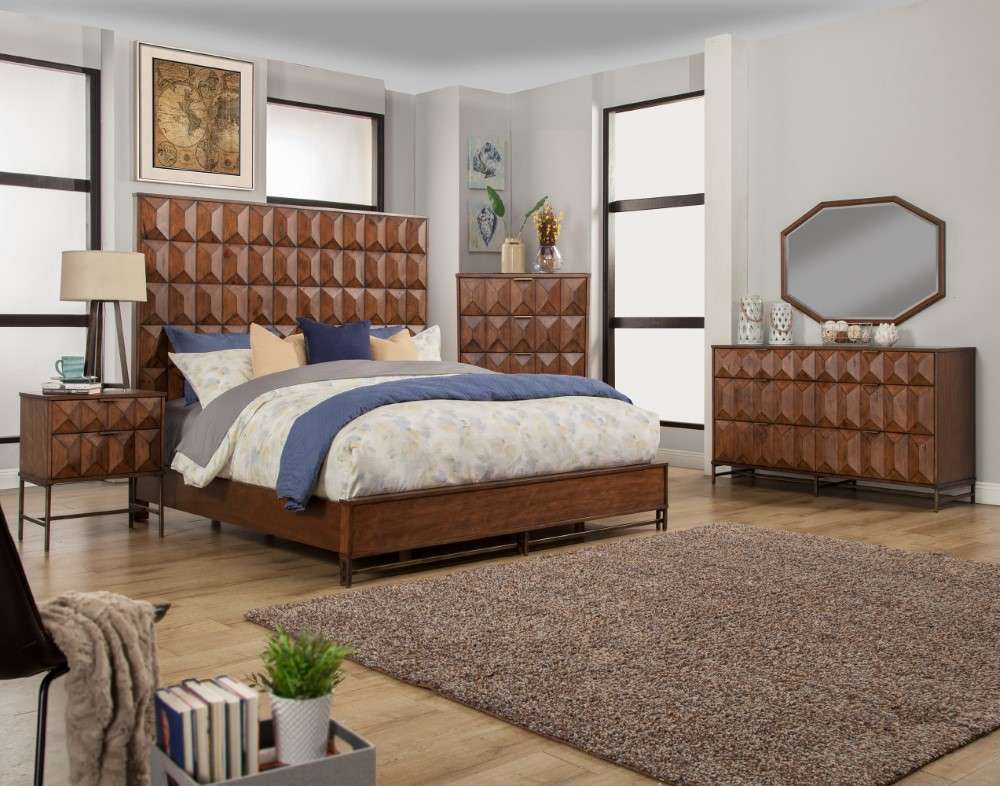 Origins by Alpine - Trig Queen Panel Bed in Mahogany - 5300-01Q veiw 8