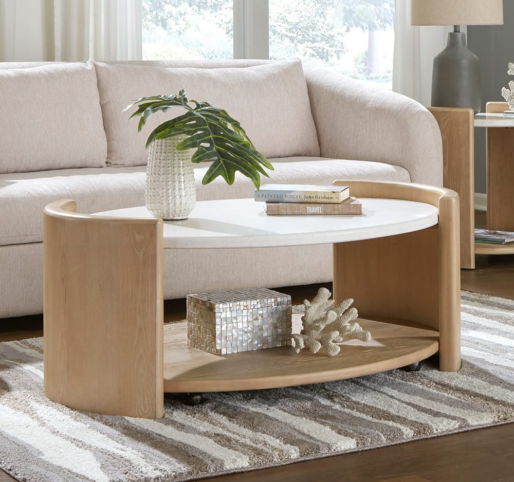 Panama Jack - Melia Oval Cocktail Table with Quartz Top and Casters - 145-805 view 5