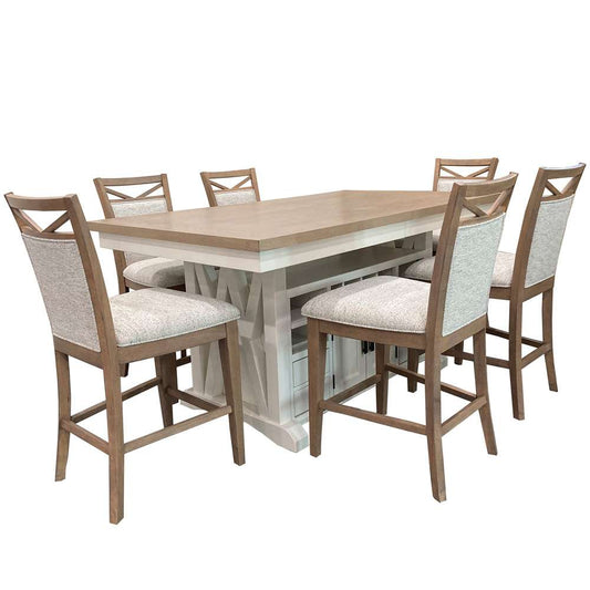 Parker House - Americana Modern Dining Island Counter Height Table with 6 upholstered chairs - DAME-7PC-72CTR-2226-COT veiw 2