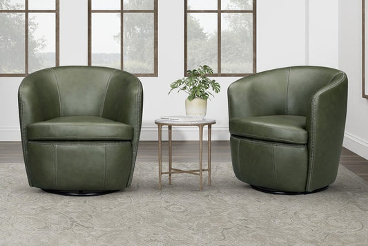 Parker House - Barolo - Lyric Sage 100% Italian Leather Swivel Club Chair (Set of 2) - Lyric Sage - SBAR#912S-2-LYSG view 2