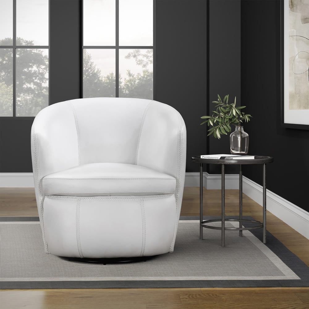 Parker House - Barolo - Snow 100% Italian Leather Swivel Club Chair - SBAR#912S-SNOW view 7