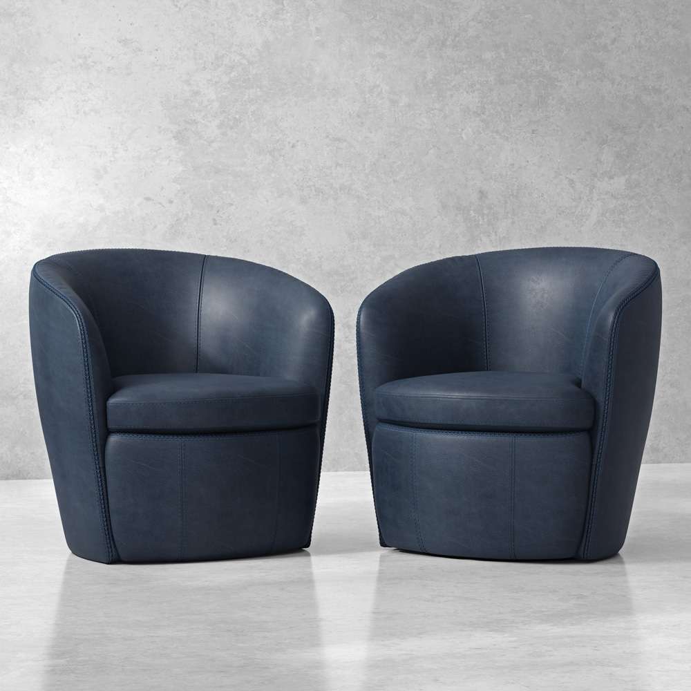 Parker House - Barolo - Vintage Navy 100% Italian Leather Swivel Club Chair (Set of 2) - SBAR#912S-2-VGNV veiw 6