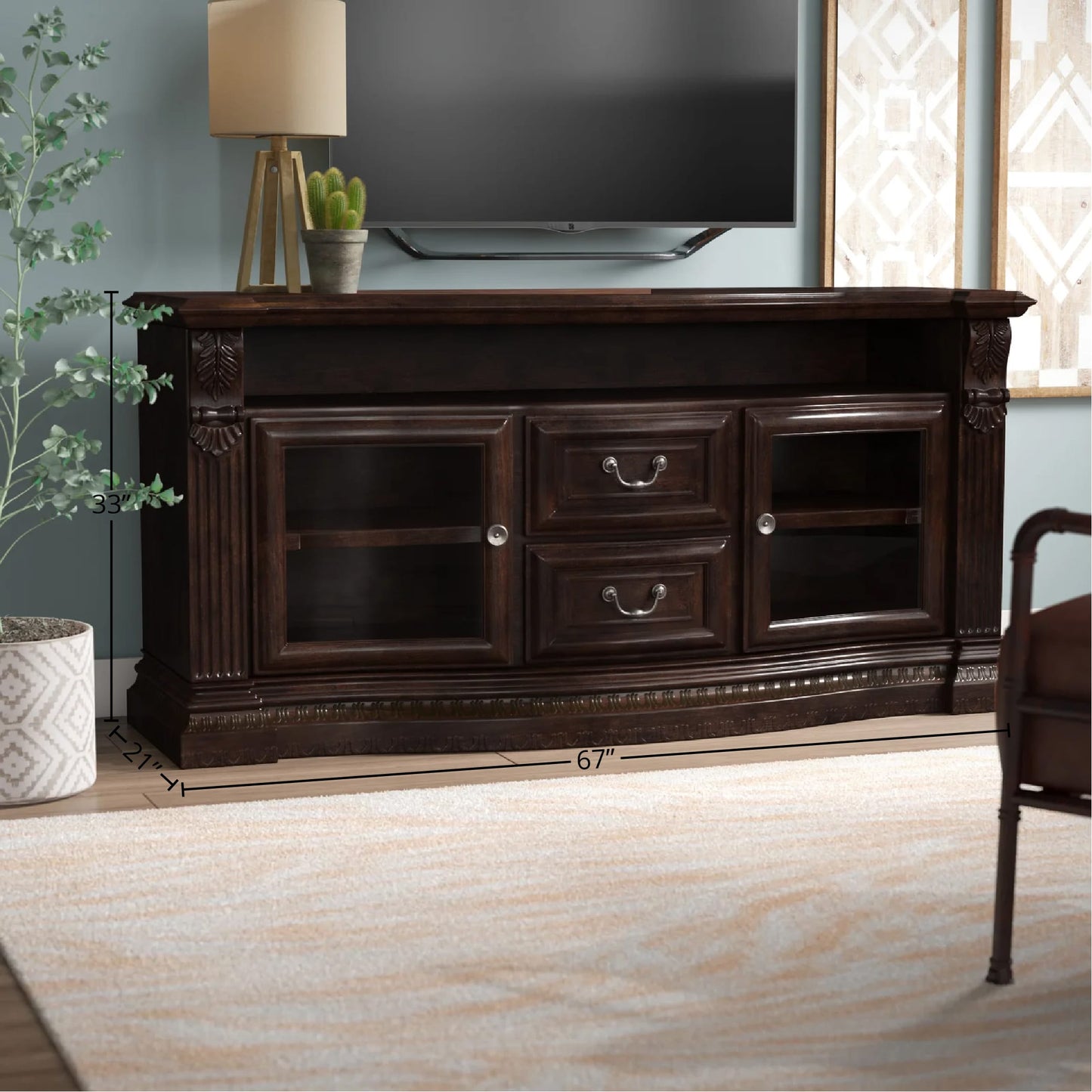 Parker House - Bella 67in TV Console With Power Center in Vintage Sienna - BEL#705 view 3