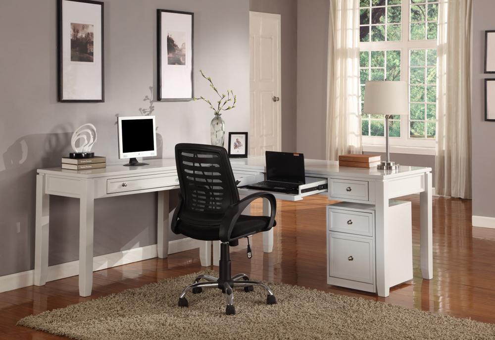 Parker House - Boca 4PC L Shaped Desk Set in Cottage White veiw 1