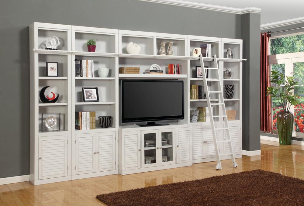 Parker House - Boca 7PC Library Entertainment Inset Wall Set in Cottage White veiw 1