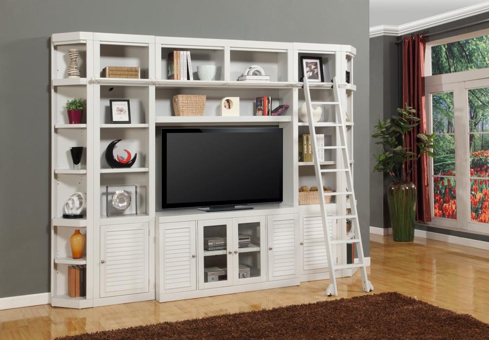 Parker House - Boca 7PC Library Entertainment Spacesaver Extended Wall Set in Cottage White veiw 1