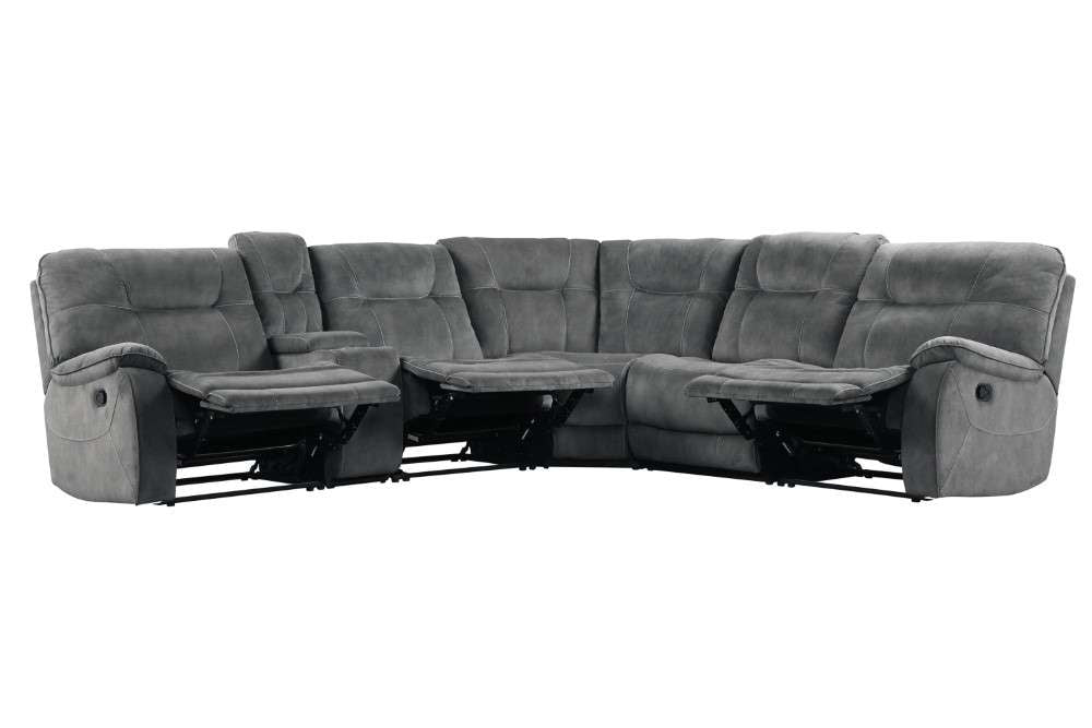 Parker House - Cooper Shadow Grey 6 Pc Manual Reclining Sectional with Entertainment Console - MCOO-PACKA-SGR veiw 4