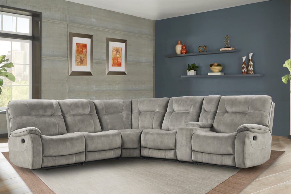 Parker House - Cooper Shadow Natural 6 Pc Manual Reclining Sectional with Entertainment Console - MCOO-PACKA-SNA view 4