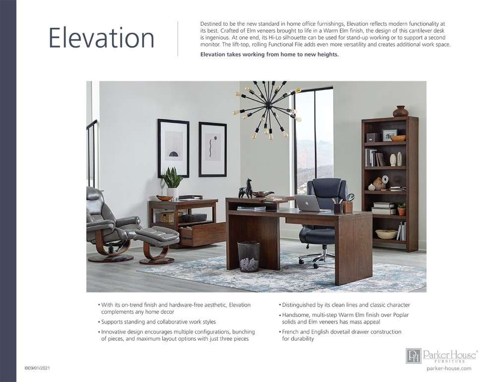 Parker House - Elevation 66 in. Writing Desk - ELE366D-WELM_CLOSEOUT veiw 4
