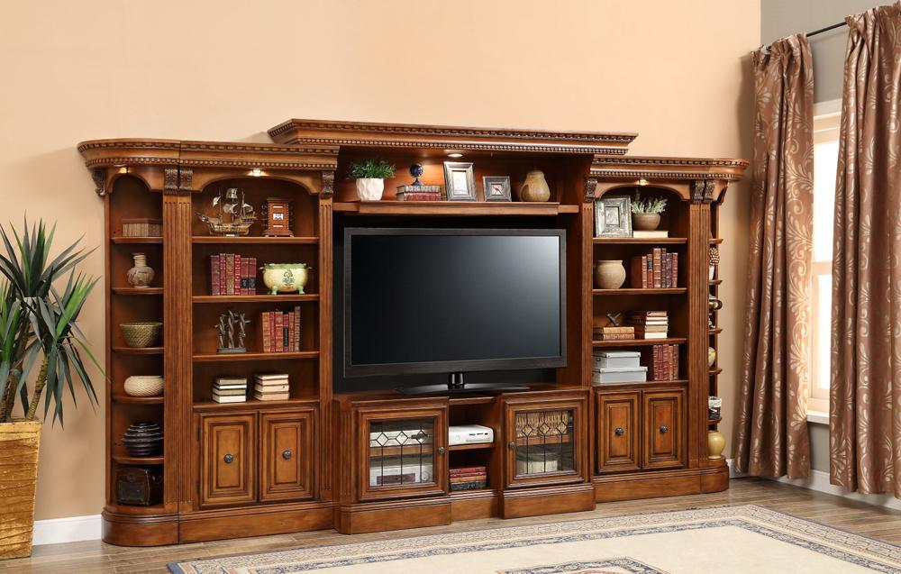 Parker House - Huntington 6PC Library Entertainment Wall Set B in Antique Vintage Pecan veiw 1