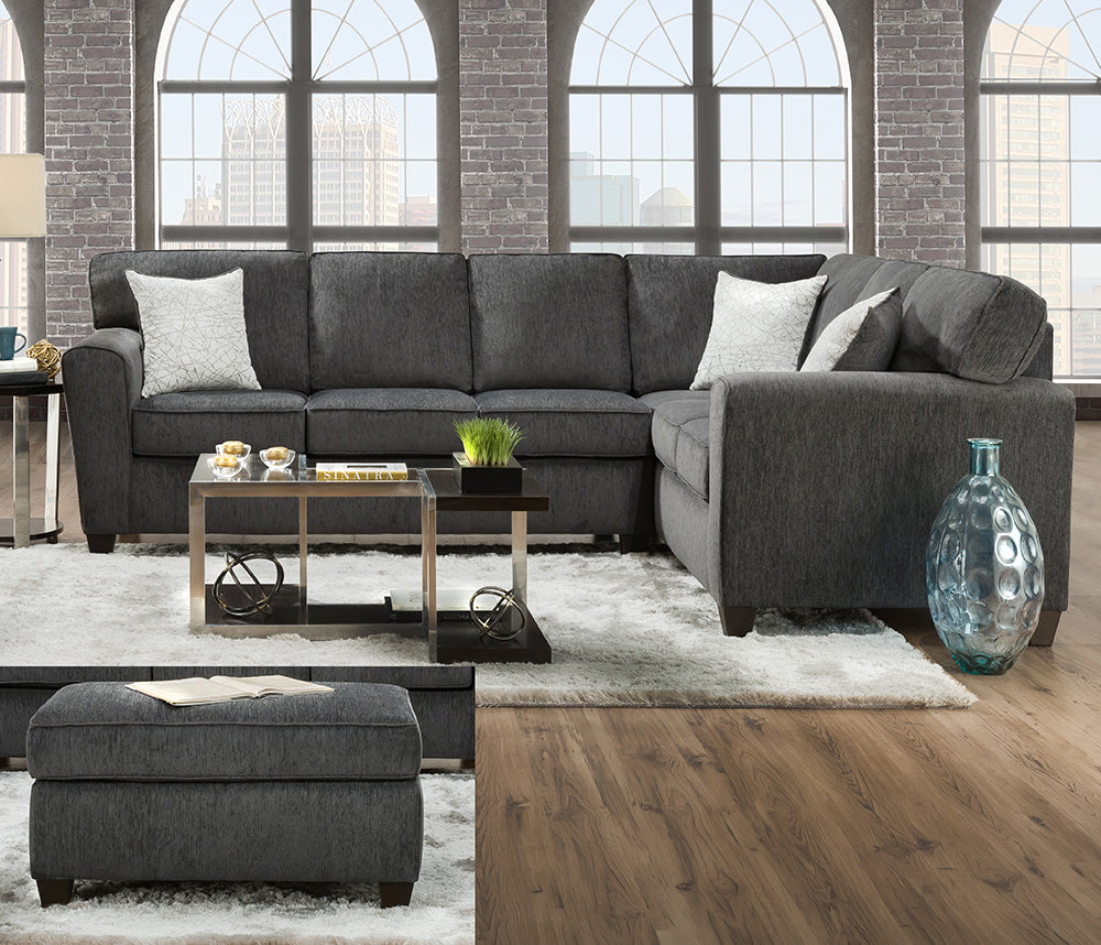 Peak Living - 3100 Tofino Kohl Sectional w/ Ottoman in Dark Grey - 3120-1642_3130-1642_3105-1642 view 1