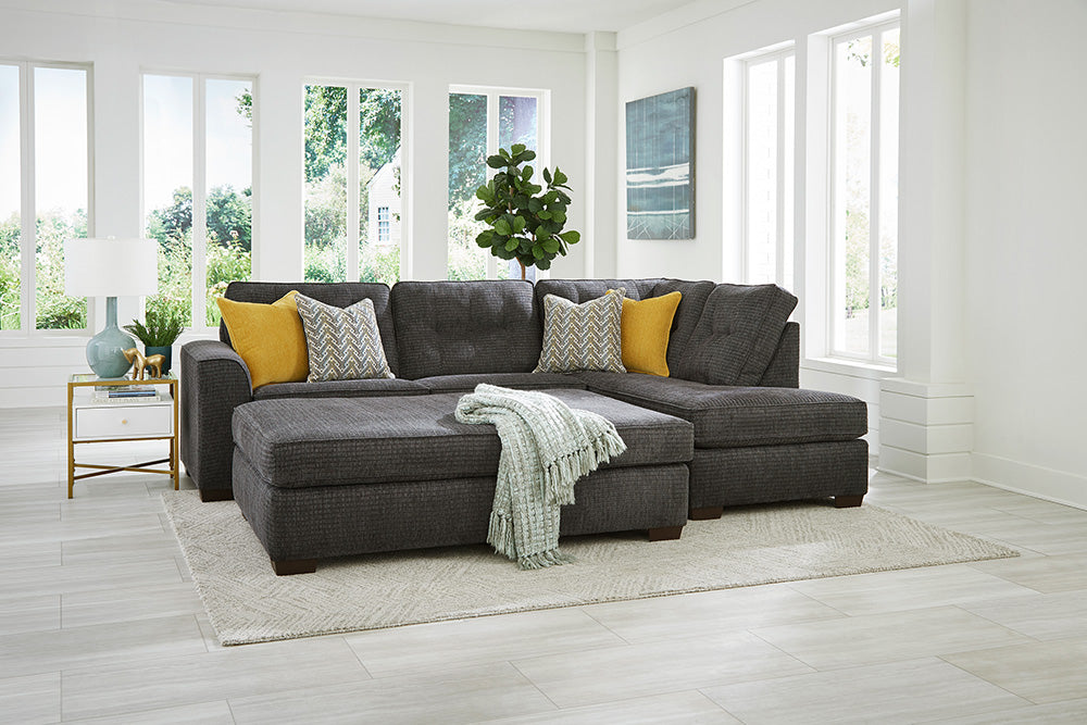 Peak Living - 325 Jonah Iron RSF Chaise Sectional w/ Ottoman in Iron - 32521-1506_32513-1506_32505-1506 view 1