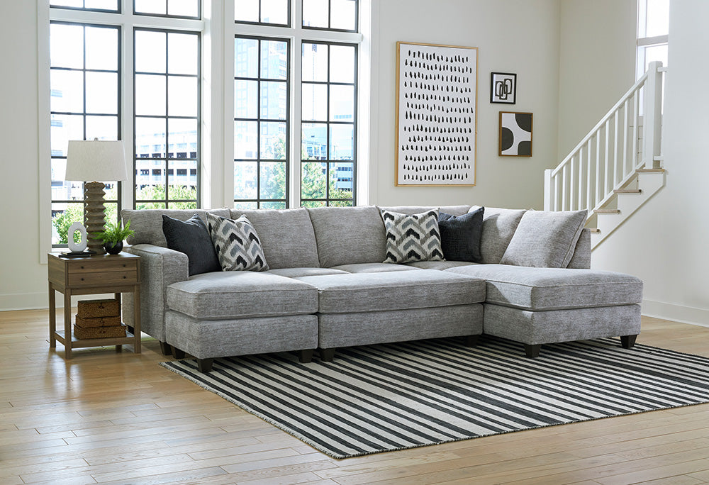 Peak Living - 450 Galactic Light Grey Double Chaise Sectional w/ Ottoman in Grey - 45020-1614_45013-1614_45005-1614 view 2
